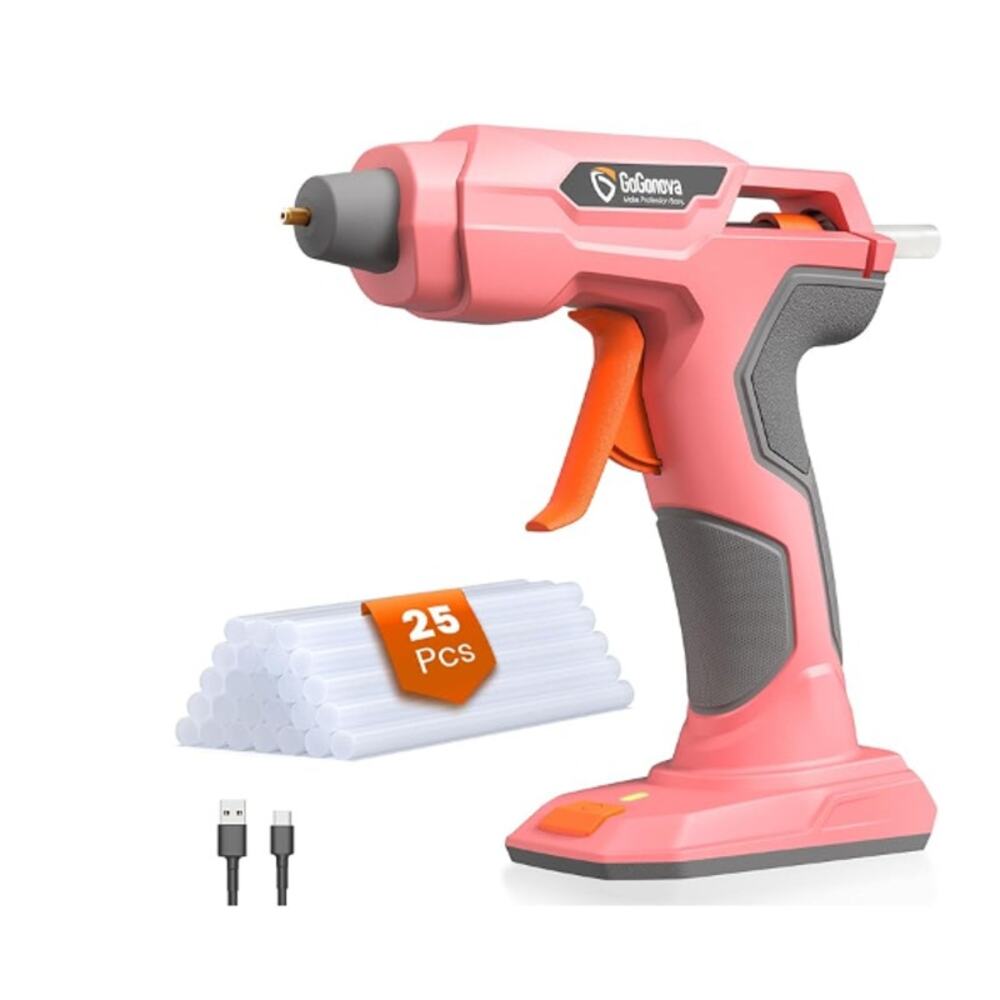 Pink Glue Gun Ergonomic Design Cordless Anti-Drip Auto Shutoff New in Box